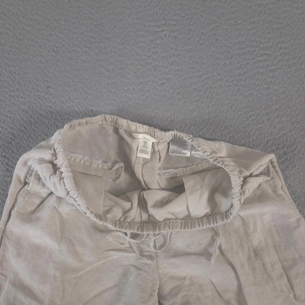 H&M Pants‎ Womens Small Straight-Leg Linen-Blend Drawstring Elastic Waist Pocket
